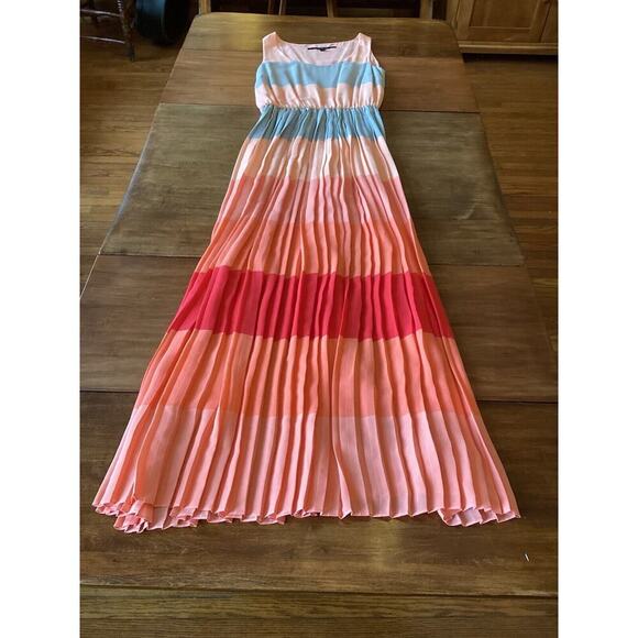 Tommy Hilfiger Spring Summer Long Blouson Maxi Dress Peachy Beachy Preppy Size 6 - Picture 7 of 14